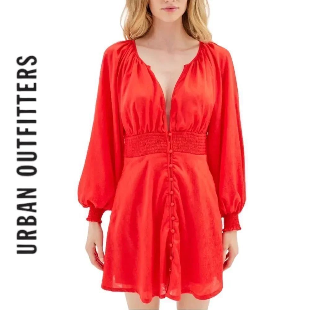 UO Urban Outfitters Rebecca Long Sleeve Red Mini Dress NEW S M